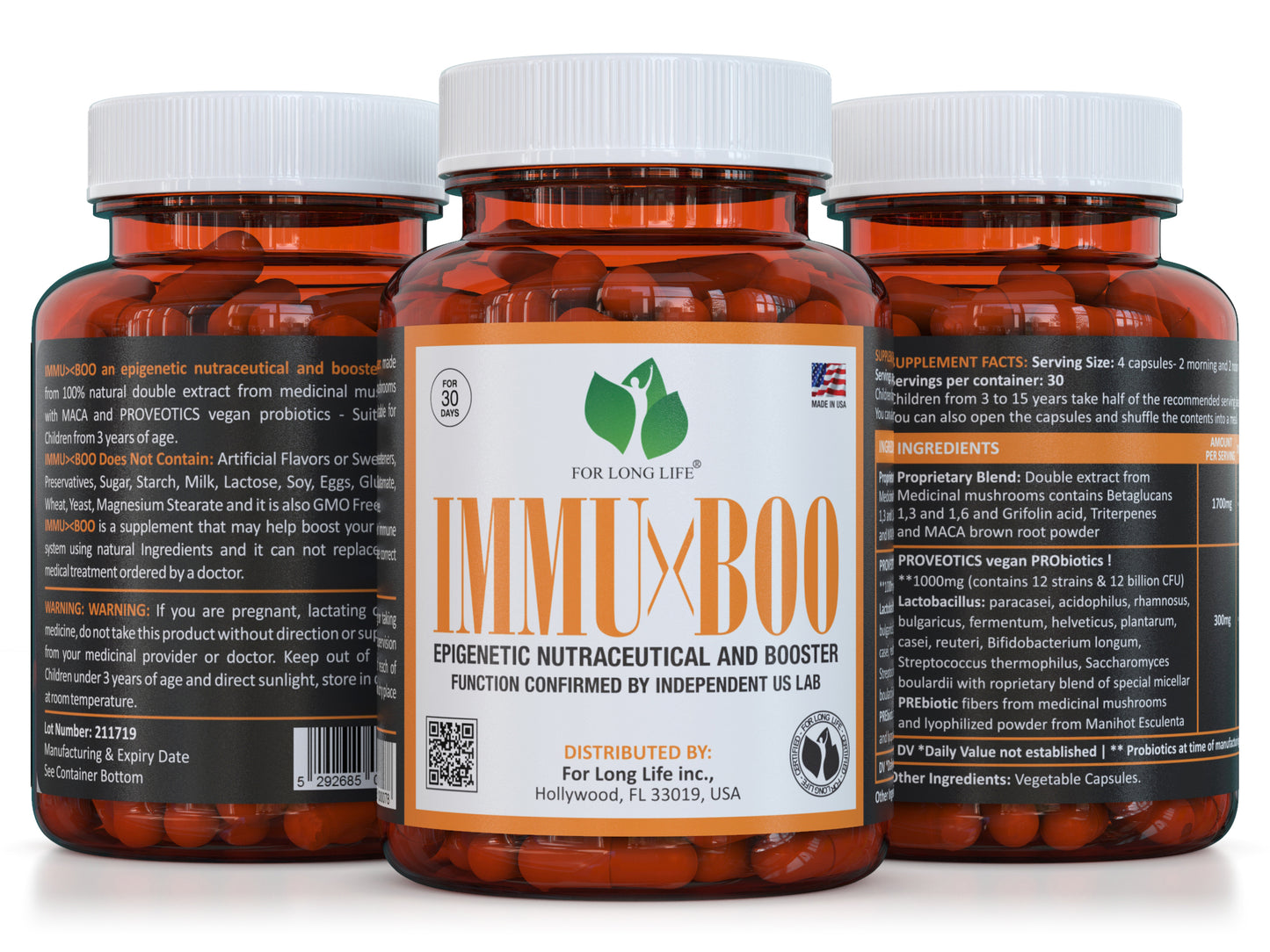 Immune Support, Vegan Dietary Supplement - 120 Capsules - IMMU BOO